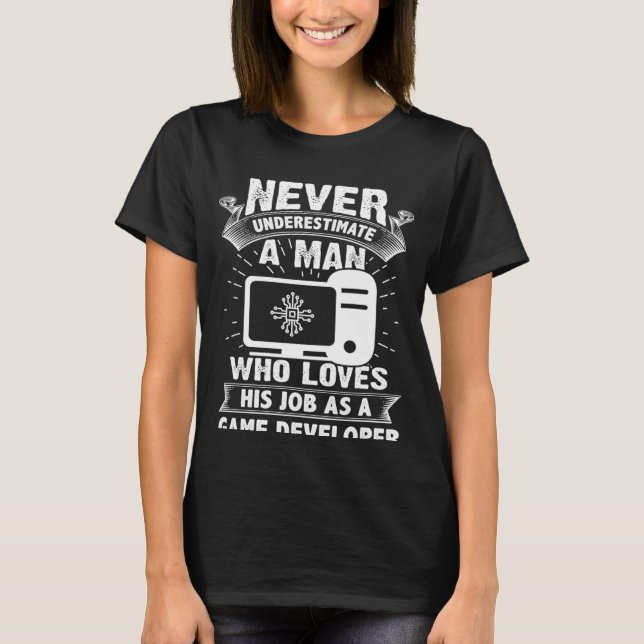 Never Underestimate A Man As A Game Developer T-Shirt (Front)