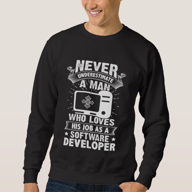 Never Underestimate A Man As A Software Developer Sweatshirt (Front)