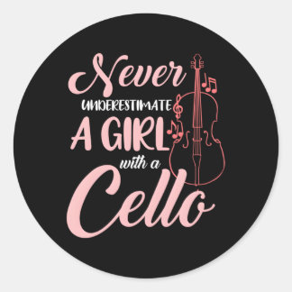 Never Underestimate A With A Cello Classic Round Sticker