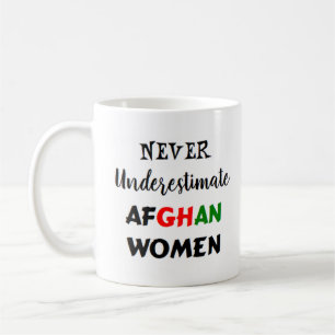 never underestimate afghan women coffee mug