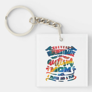 Never Underestimate an Autism Mum Rainbow Key Ring