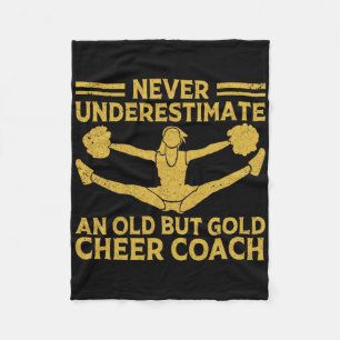 Never Underestimate An Old Cheer Coach Cheerleader Fleece Blanket
