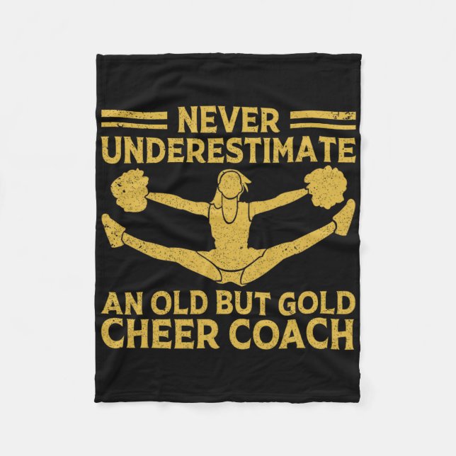 Never Underestimate An Old Cheer Coach Cheerleader Fleece Blanket (Front)