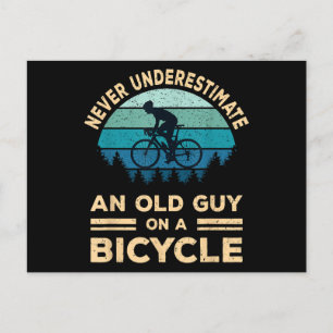 Never Underestimate An Old Guy On A Bicycle Funny Holiday Postcard