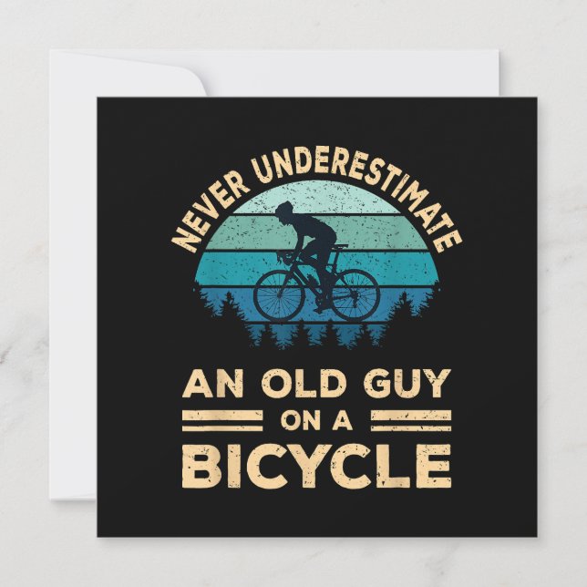 Never Underestimate An Old Guy On A Bicycle Funny  Invitation (Front)
