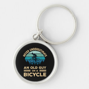 Never Underestimate An Old Guy On A Bicycle Funny  Key Ring