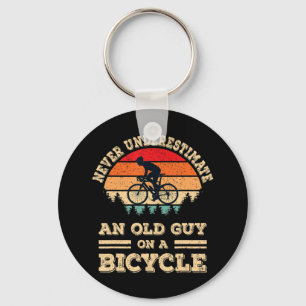 Never Underestimate An Old Guy On A Bicycle Funny Key Ring