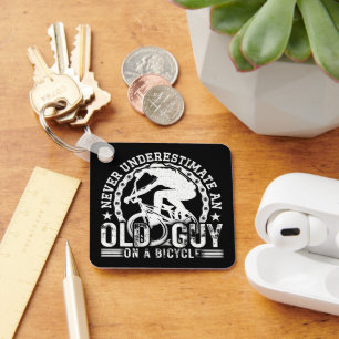 Never Underestimate An Old Guy On A Bicycle Funny  Key Ring