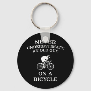 Never Underestimate An Old Guy On A Bicycle Funny Key Ring