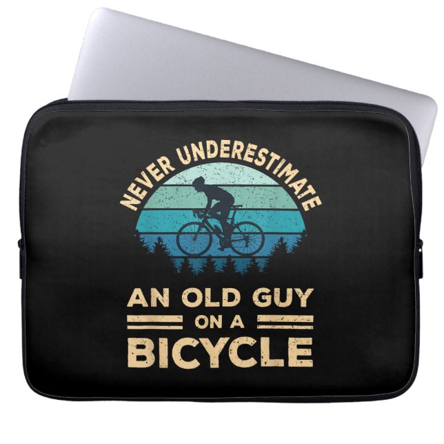 Never Underestimate An Old Guy On A Bicycle Funny  Laptop Sleeve (Front)
