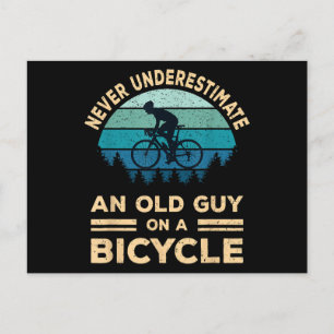 Never Underestimate An Old Guy On A Bicycle Funny Postcard
