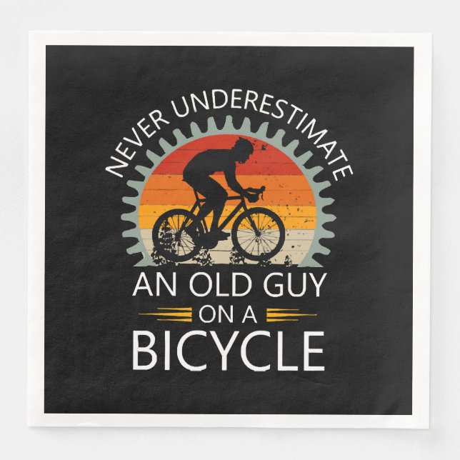  Never Underestimate An Old Guy On A Bicycle Napkin (Front)