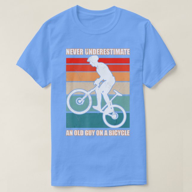 Never Underestimate An Old Guy On A Bicycle Retro  T-Shirt (Design Front)
