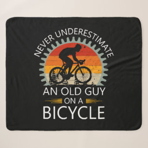 Never Underestimate An Old Guy On A Bicycle Sherpa Blanket