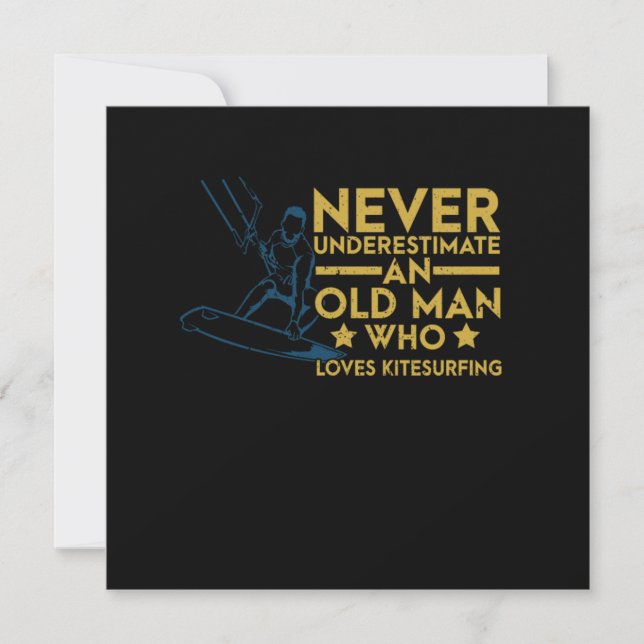 Never Underestimate An Old Man Kitesurfing Kite Invitation (Front)