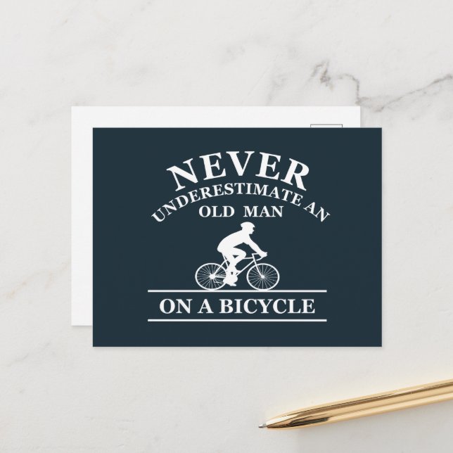 never underestimate an old man on a bicycle holiday postcard (Front/Back In Situ)