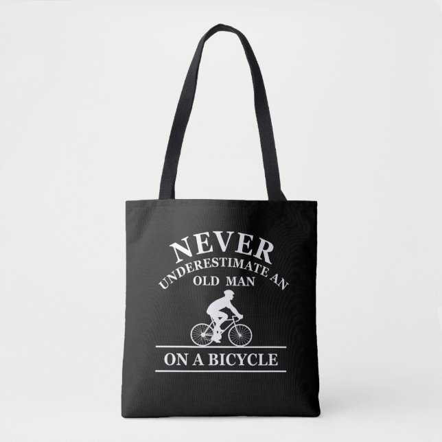 never underestimate an old man on a bicycle tote bag (Front)
