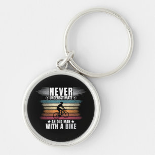 Never Underestimate An Old Man On A Bike Key Ring