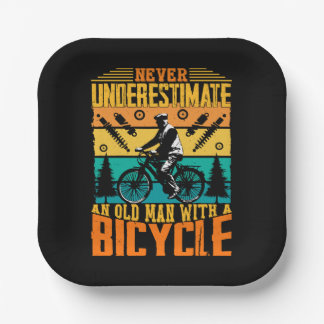 Never Underestimate An Old Man On A Bike Paper Plate