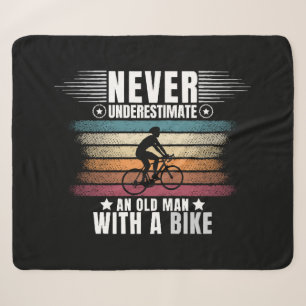 Never Underestimate An Old Man On A Bike Sherpa Blanket