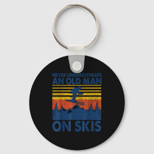 Never Underestimate An Old Man On Skis Funny Winte Key Ring