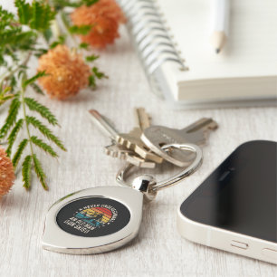 Never Underestimate An Old Man On Skis Retro Key Ring
