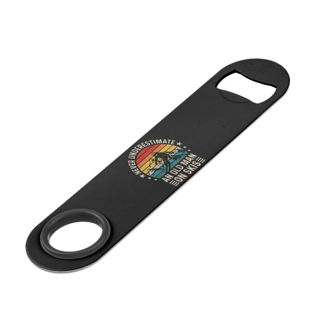Never Underestimate An Old Man On Skis Retro Sunse (Front Angled)