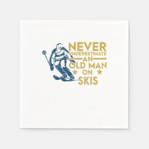 Never Underestimate An Old Man On Skis Skiing Ski Napkin