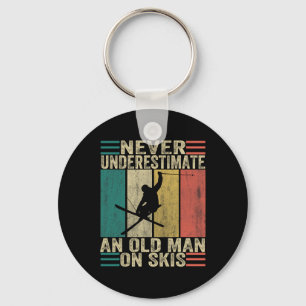 Never Underestimate An Old Man On Skis Vintage Ski Key Ring