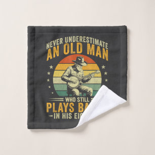 Never Underestimate An Old Man Plays Banjo Wash Cloth