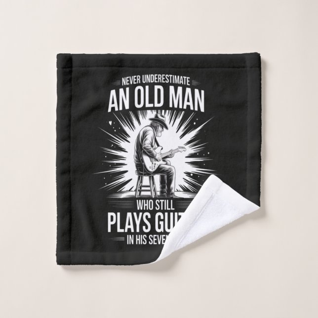 Never Underestimate an Old Man Plays Guitar Wash Cloth (Wash Cloth)