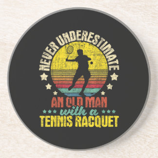 Never Underestimate An Old Man - Tennis Racket Spo Coaster