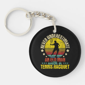 Never Underestimate An Old Man - Tennis Racket Spo Key Ring