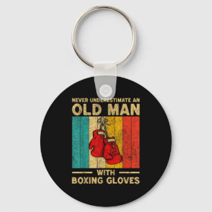 Never Underestimate An Old Man Vintage Boxing Glov Key Ring
