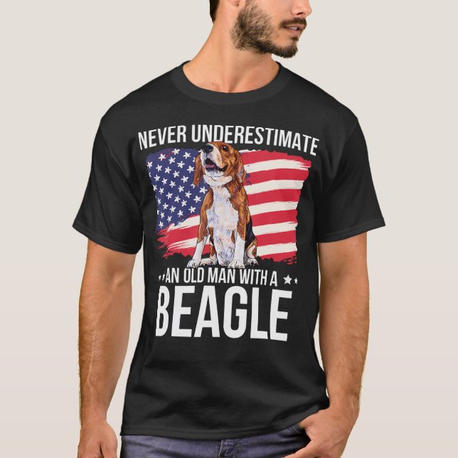 Never Underestimate An Old Man With A Beagle T-Shirt (Front)