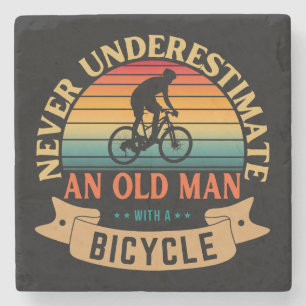 Never underestimate an old man with a bicycle stone coaster