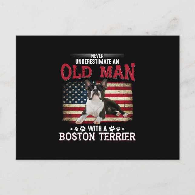Never Underestimate An Old Man With A Boston Postcard (Front)