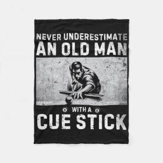 Never Underestimate An Old Man With A Cue Stick Bi Fleece Blanket