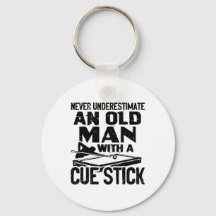 Never Underestimate An Old Man With A Cue Stick Bi Key Ring