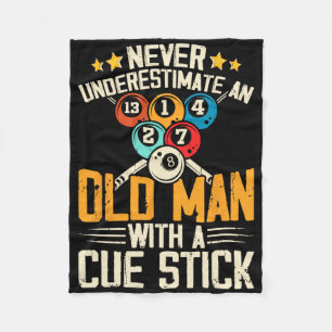 Never Underestimate An Old Man With A Cue Stick Fleece Blanket