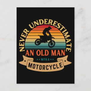 Never underestimate an old man with a motorcycle postcard