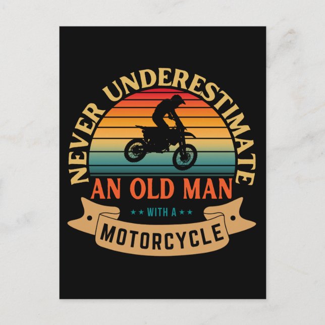 Never underestimate an old man with a motorcycle postcard (Front)