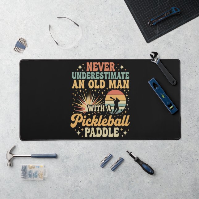Never-Underestimate An Old Man With A Pickleball  Desk Mat (Workstation)