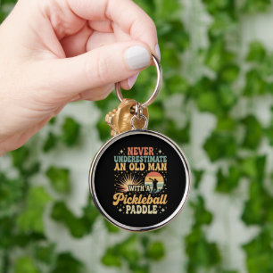 Never-Underestimate An Old Man With A Pickleball Key Ring