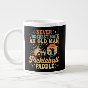 Never-Underestimate An Old Man With A Pickleball  Large Coffee Mug