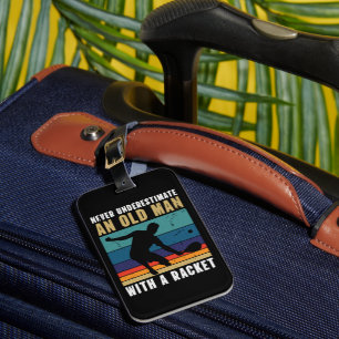 Never underestimate an old man with a pickleball luggage tag