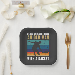 Never underestimate an old man with a pickleball paper plate
