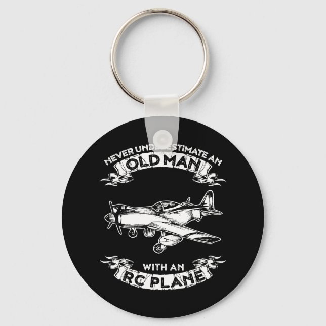 Never Underestimate An Old Man With An RC PlaneNev Key Ring (Front)