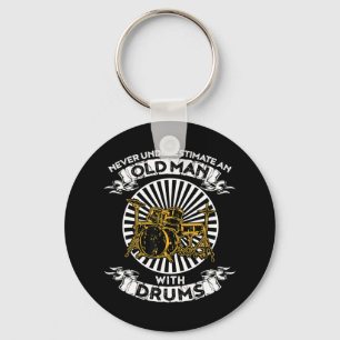 Never Underestimate An Old Man With Drums TshirtAr Key Ring