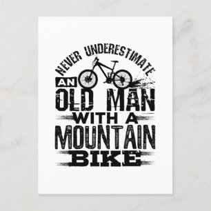 Never Underestimate An Old Man with Mountain Bike Postcard